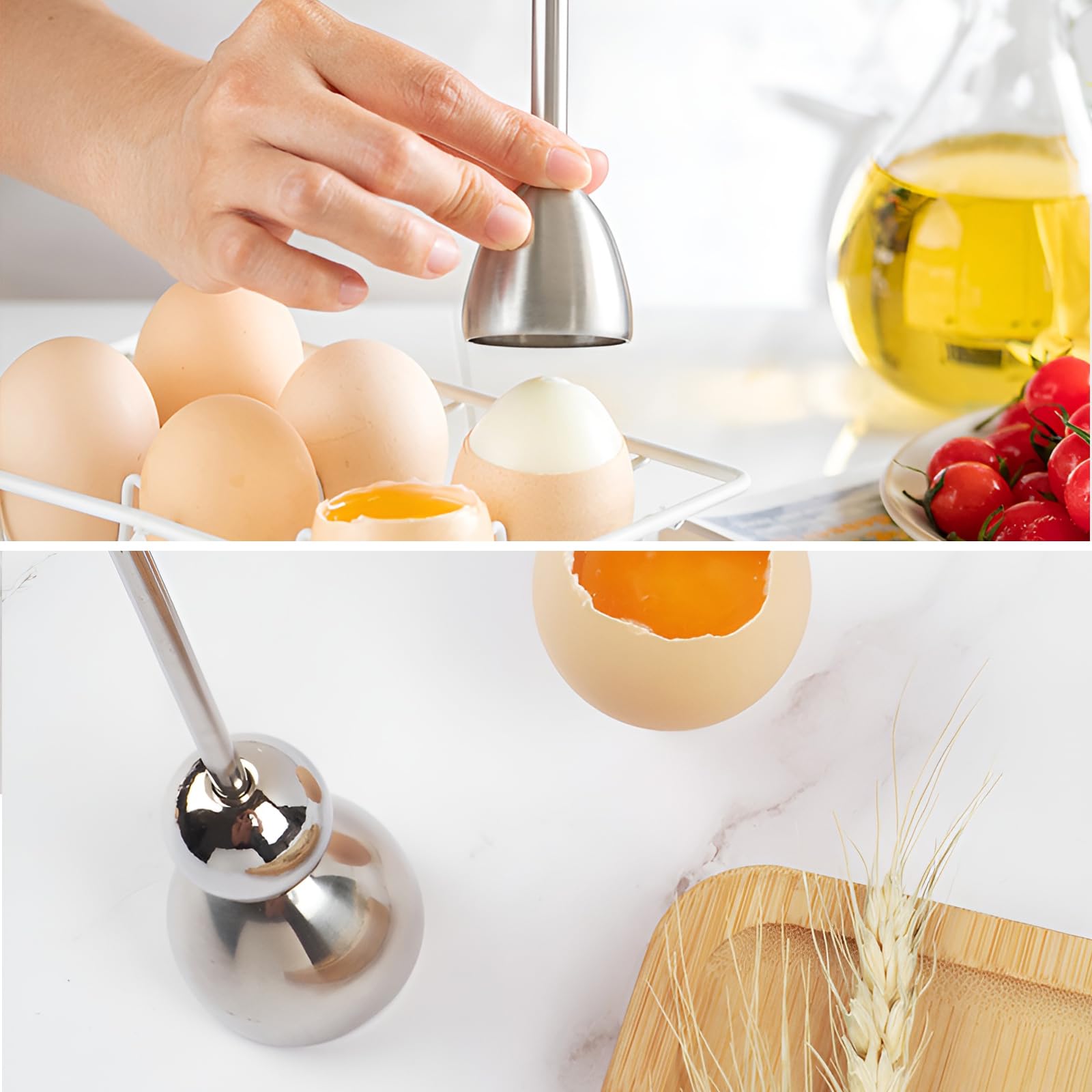 Coupe-Oeuf 2 En 1 Toqueur Et Coquetier - Acier Inoxydable, Pour Oeufs à La Coque/Durs, Lave-vaisselle