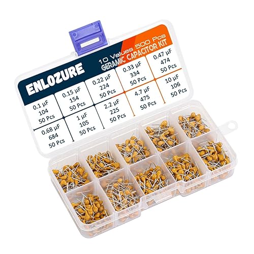 Miniatura 2 de ENLOZURE 500 piezas 10 valores 0.1 uF-10 uF Kit surtido de condensadores de cerámica monolíticos multicapa