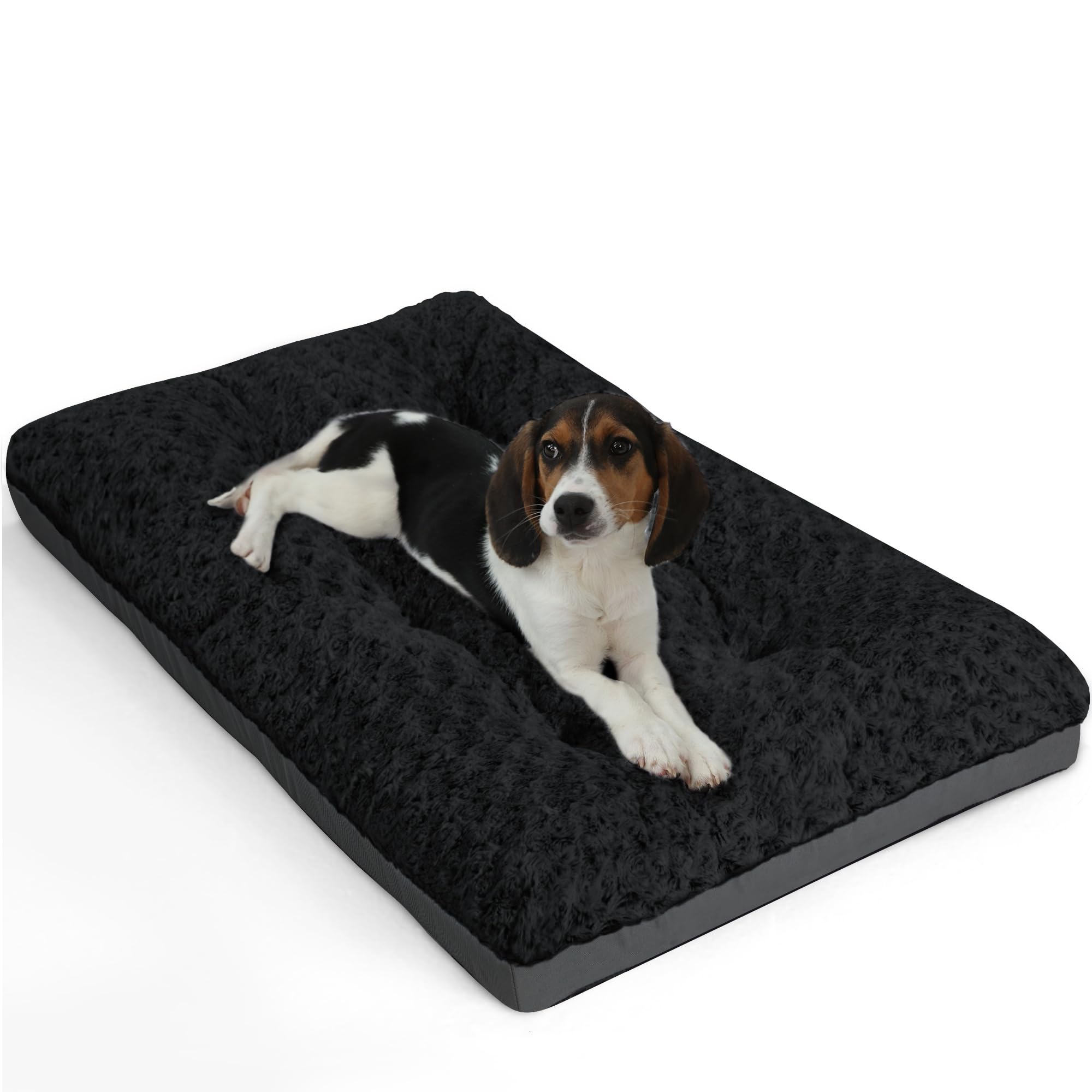POCBLUE Washable Dog Beds for Crate, Small Plush Pet Mat for Cages, Anti-Slip Crate Pad for Outdoor/Indoor/Car Use, Comfy & Soft Kennel Pad for Dogs and Cats Up to 25 lbs, 23"x17", Black — image 1