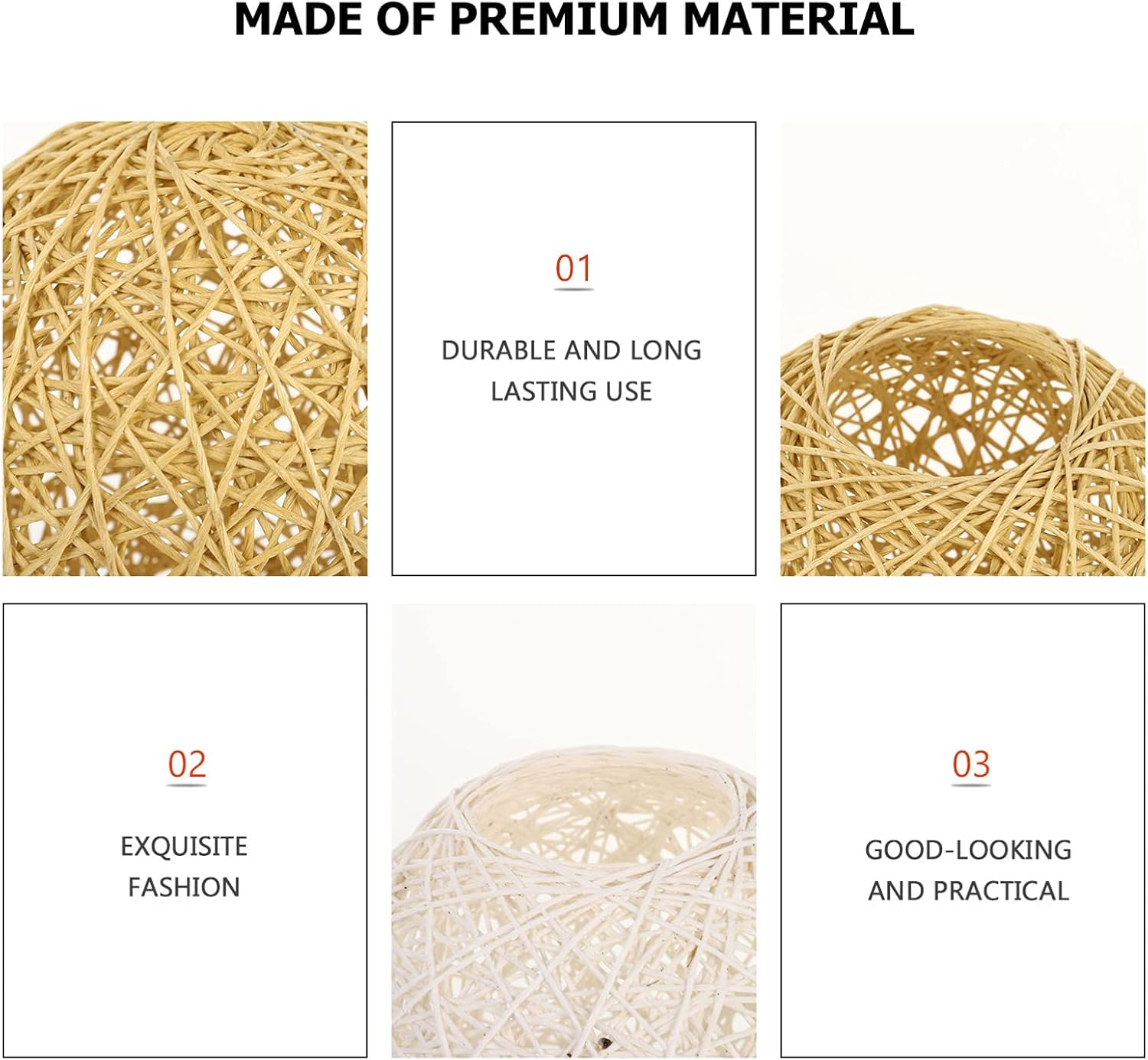 Uonlytech 6pcs Rattan Lampshade Decorative Lamp Cover for Craft Lighting Elegant Weaving Design Easy Installation Creates Warm Atmosphere