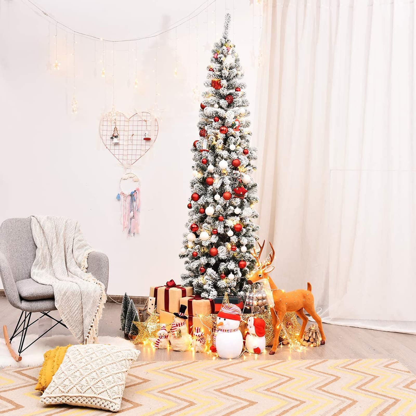 クリスマスツリー 約90cm 雪のフロック加工 Amazon.co.jp: フロック加工の雪ペンシルクリスマスツリー