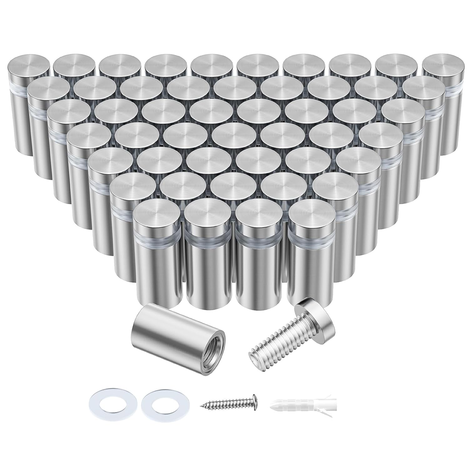 50 PCS Stainless Steel Standoff Screws (1/2 in. Dia x 3/4 in. L), Wall Standoff Mounting Hardware Advertising for Hanging Acrylic Picture, Silver