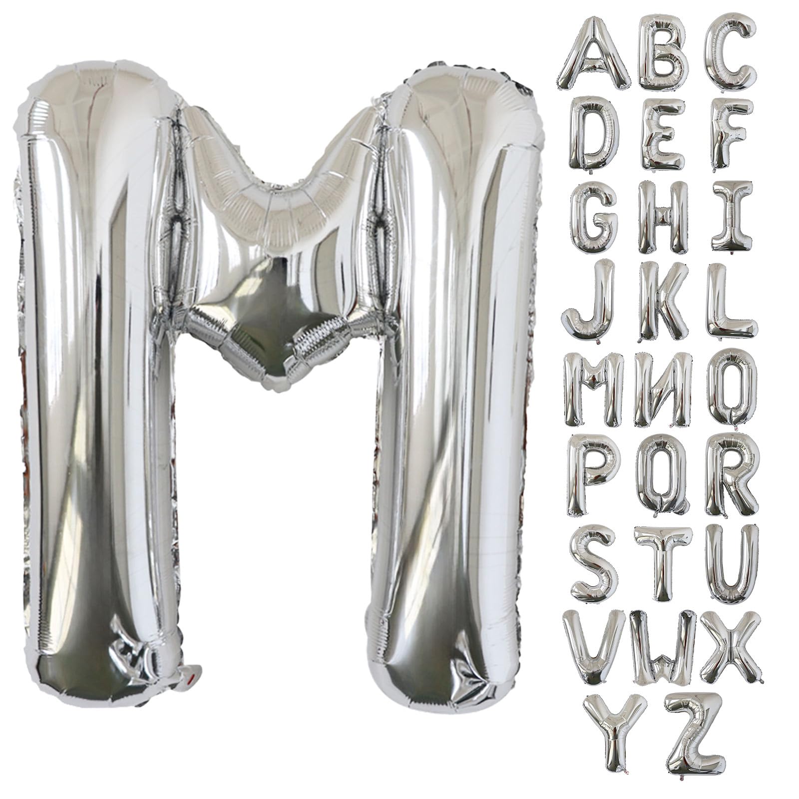 KALOR 40 Inch Silver Letter M Balloons Jumbo Foil Mylar Helium Big Balloons for Birthday Party Anniversary Baby Shower Supplies