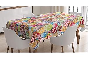 Ambesonne Colorful Candy Tablecloth: A Sweet Treat for Your Table