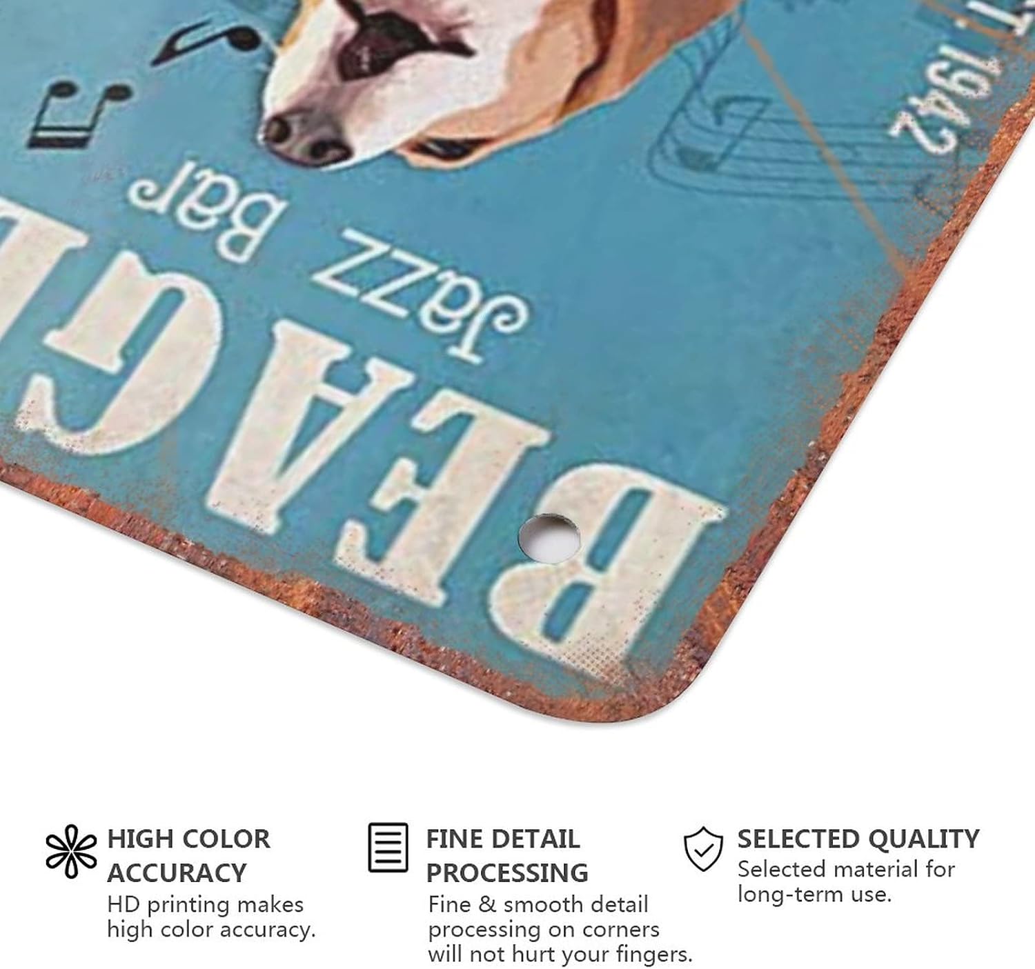 Funny Novelty Metal Sign- Beagle Dog Jazz Ba - Retro Wall Decor Gift for Man Cave Home Gate Garden Bars Cafes Office Store Club 8 X 12 INCH image 4