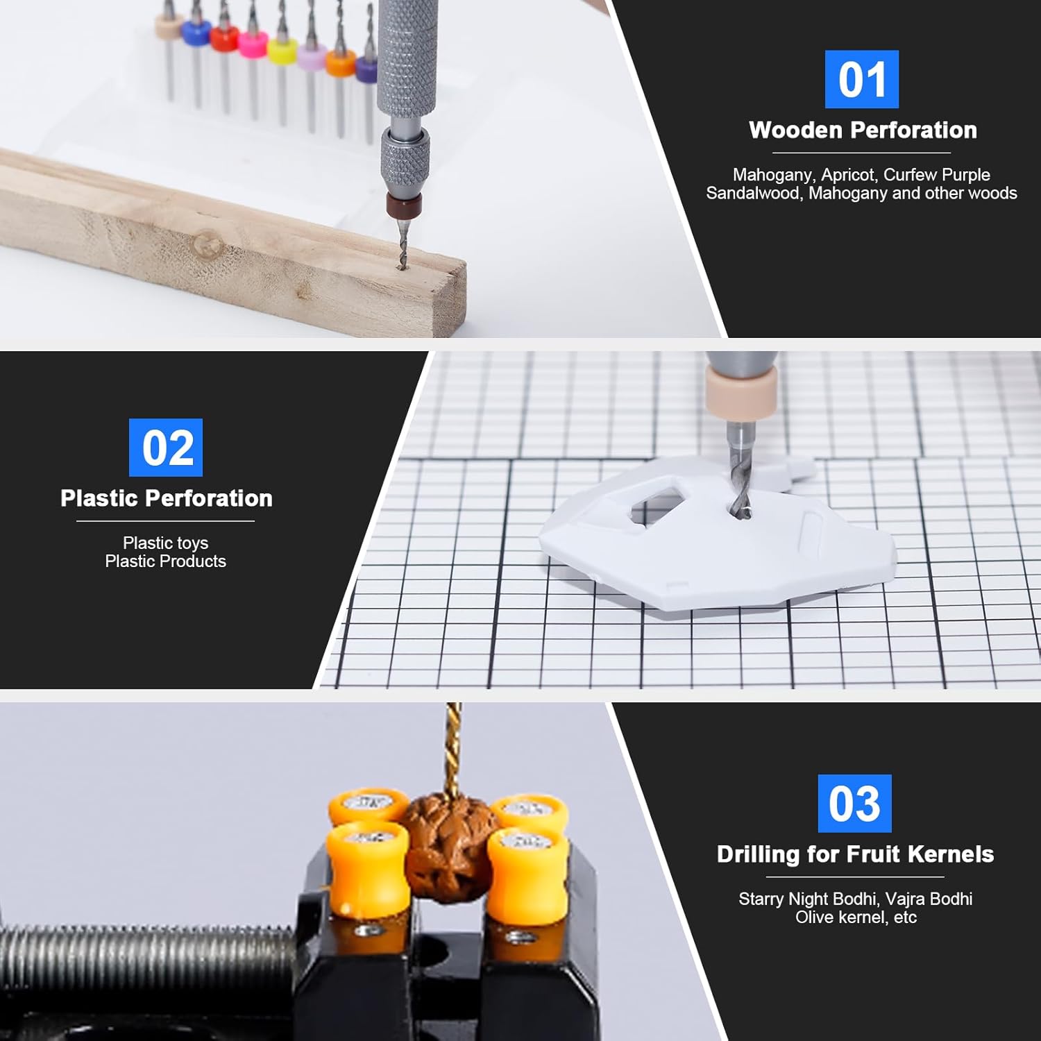 21 PCS Hand Drill Set, Pin Vise Hand Drill Set Including 10 PCS (1.6-2.5mm) Miniature Mini Drill Bits and 10 PCS (0.5-3.2mm) PCB Mini Chuck Chuck for Jewelry DIY, Resin, Wood, Model Making