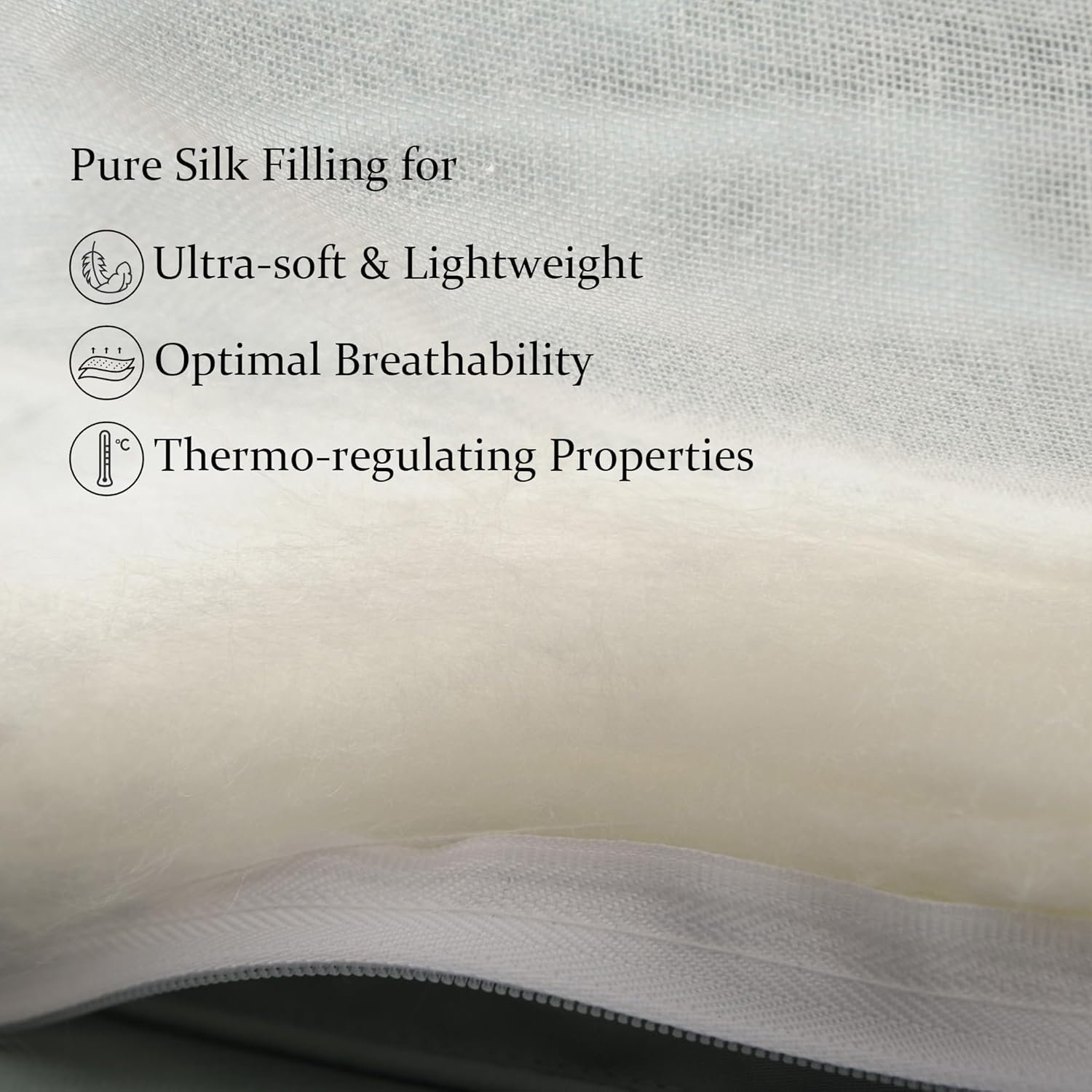 CUDDLE DREAMS Lightweight Silk Filled Comforter for Summer, Detachable Tencel Duvet Cover for Easy Care, Naturally Breathable (Light Pewter, Queen)