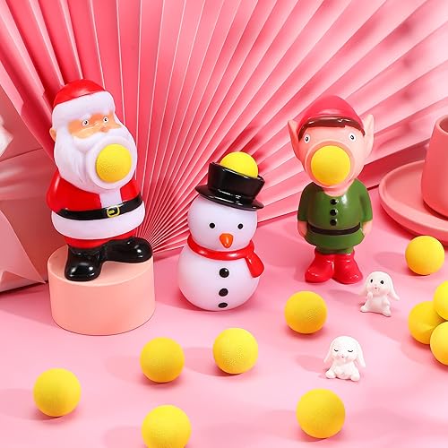 Miniatura 7 de Sumind 3 paquetes de juguetes de Navidad con 15 bolas de espuma de disparo, Navidad de hasta 20 pies, Papá Noel, muñeco de nieve, elfo, juguetes de