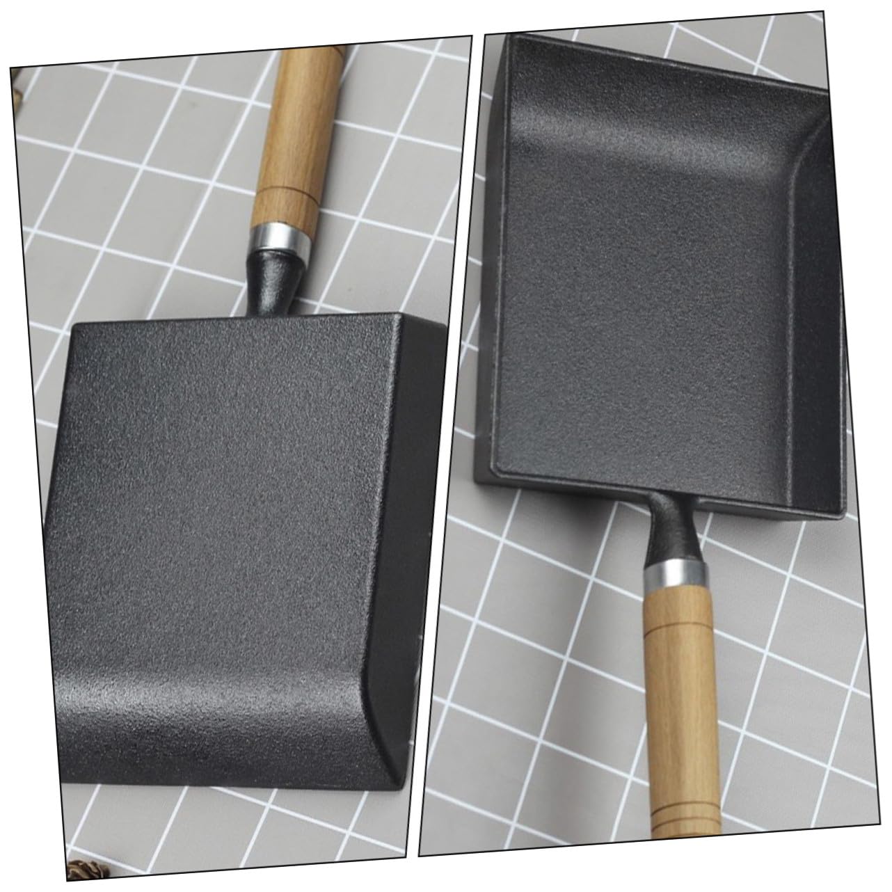 Gusseiserne Quadratische Pfanne für Omeletts und Eier Unbeschichtet Antihaftbeschichtet Holzgriff Multifunktional für Induktion und Grill