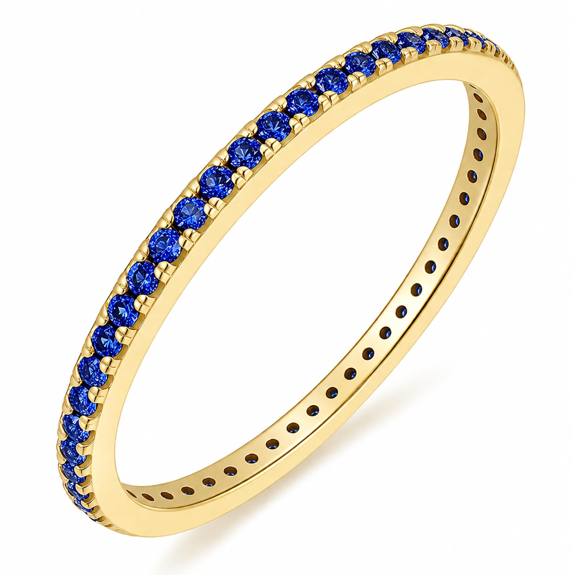 Stackable Eternity Ring for Women |Gold Plated – Ruby, Blue Sapphire, Simulated Diamond, Pink Sapphire, Emerald| Wedding Band |hypoallergenic Rings|