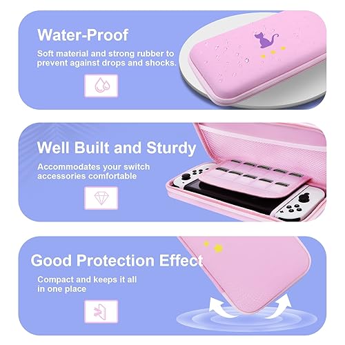 Miniatura 3 de Honghao Switch Case for Nintendo Accessories , Pink Carry Travel Protective Bag Case Game for Storage Switch Accessories