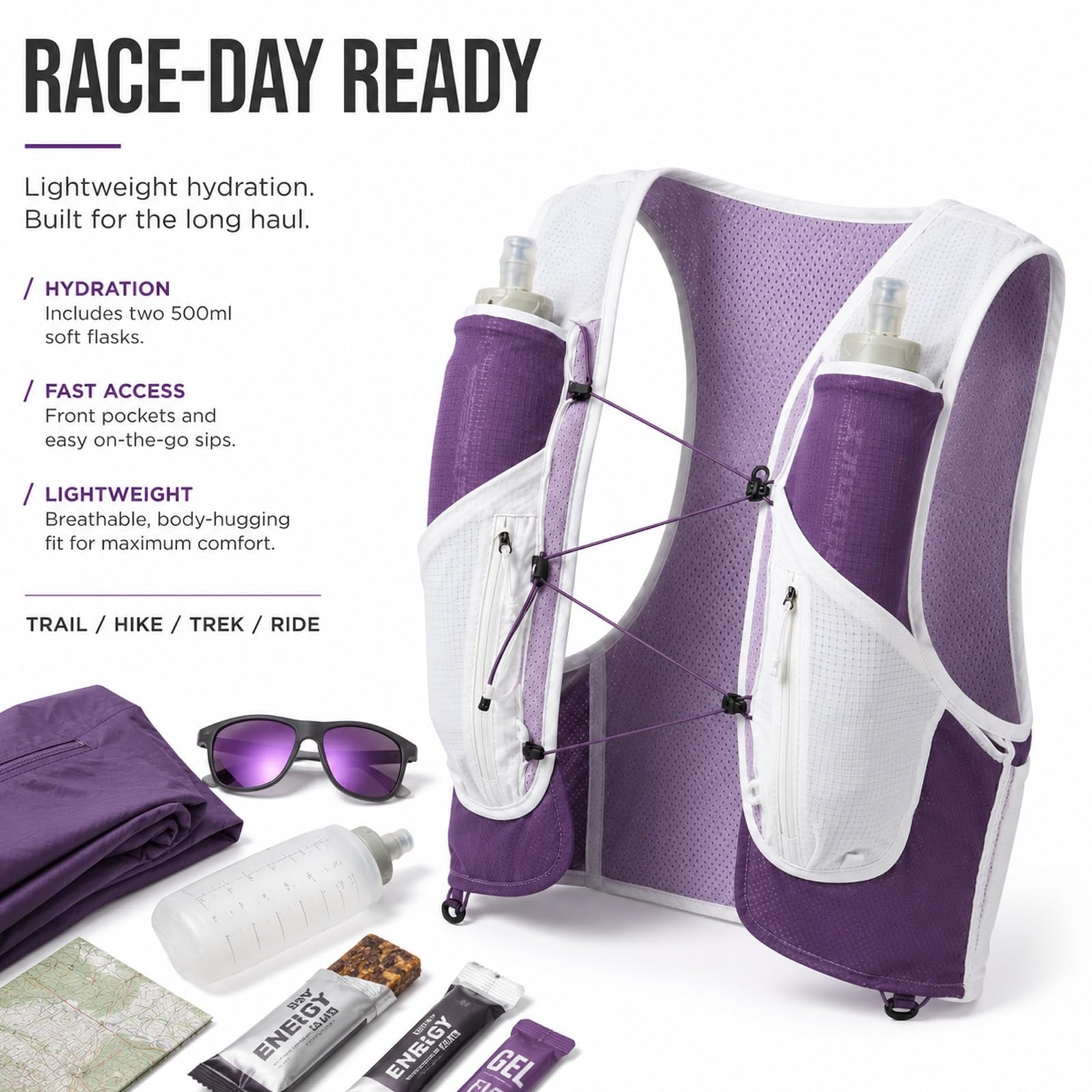 Chaleco Mochila Hidratación Trail 6L Maratón Senderismo Ciclismo
