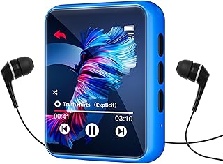 MP3 Player with Bluetooth 5.0 Portable HiFi Lossless Sound MP3 Music Player and FM Radio Recorder E-Book 2.4 inch Screen Maximum Support 128GB（Blue）