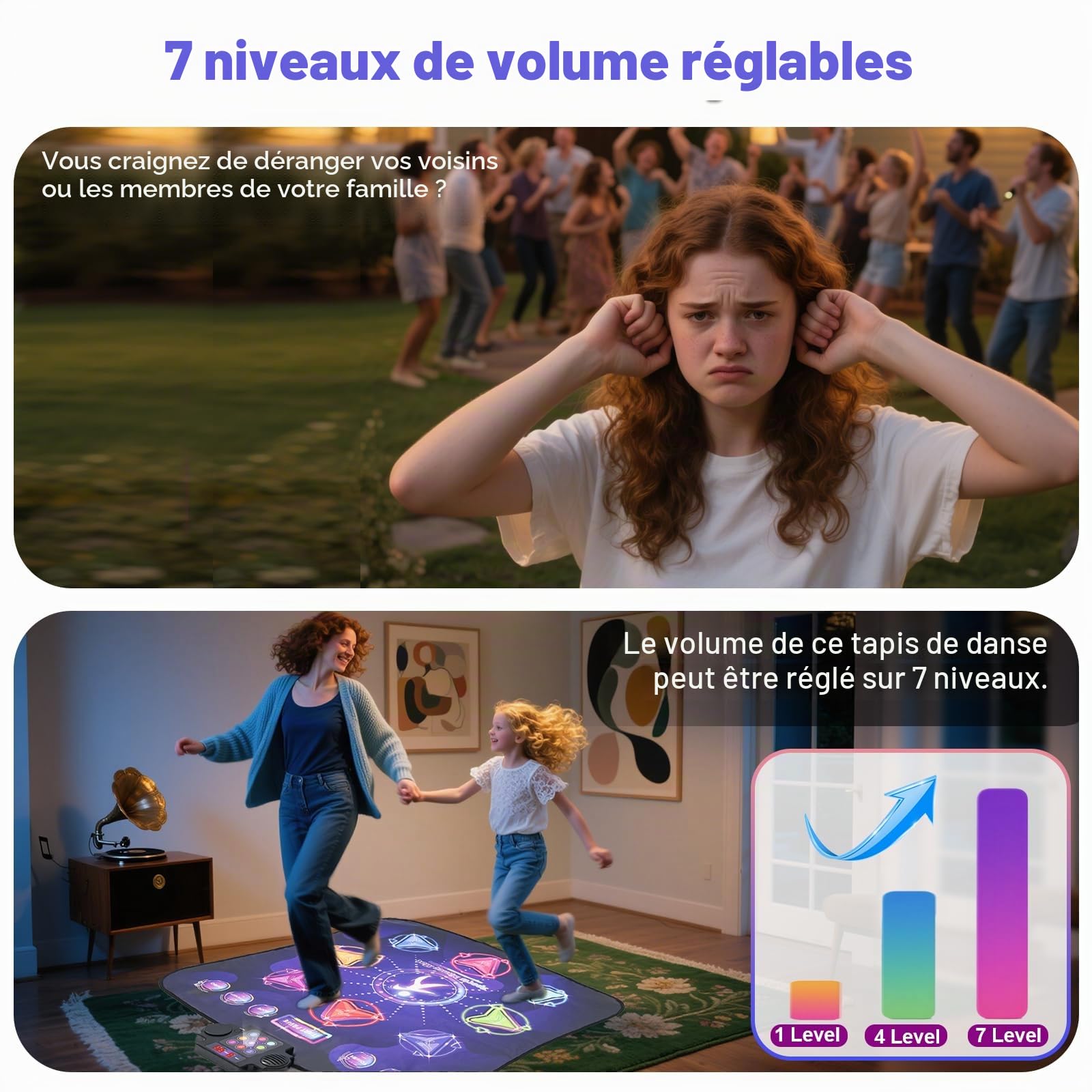 Tapis de Danse pour Enfants pour Filles de 3 à 12 Ans, 9 Modes de Jeu avec Difficulté & Volume Réglables, Tapis de Danse Musical Portable et Sécurisé avec 9 Boutons pour Intérieur & Extérieur