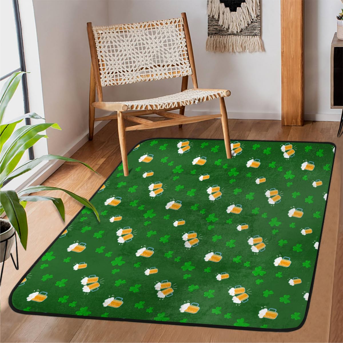 Tapis Saint-Patrick 122x160 cm antidérapant et lavable pour salon