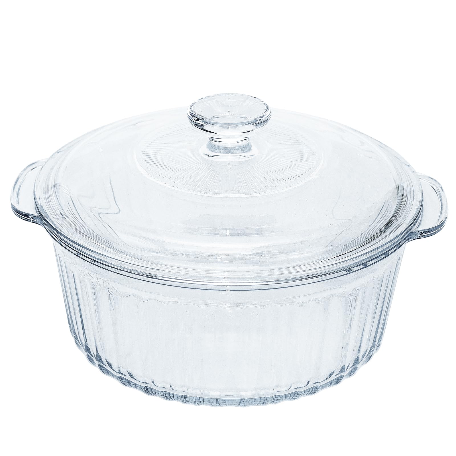 2.5L Casserole Dish with Lid, Clear Borosilicate Glass Oven Dish Round Casseroles Dish Set with Handles for Oven Kitchen Home Party Baking Cooking, Freezer & Microwave Safe