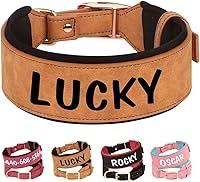 Vista 14 de PET ARTIST Collar de perro acolchado de piel sintética duradera para razas de perros medianos y grandes, personalizable con nombre, hebilla de metal