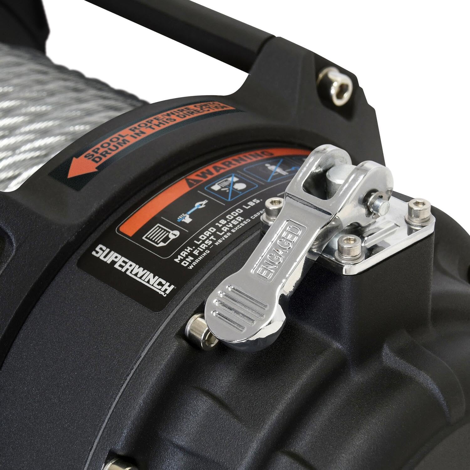 Superwinch 1518000 Tiger Shark 18000 12V DC Winch 18,000lb/8165kg Single Line Pull with Roller Fairlead, 29/64" x 80' Steel Wire Rope, Corded Handheld Remote