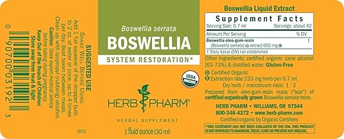 Miniatura 5 de Herb Pharm Extracto líquido de Boswellia orgánico certificado para apoyo articular, 1 onza líquida