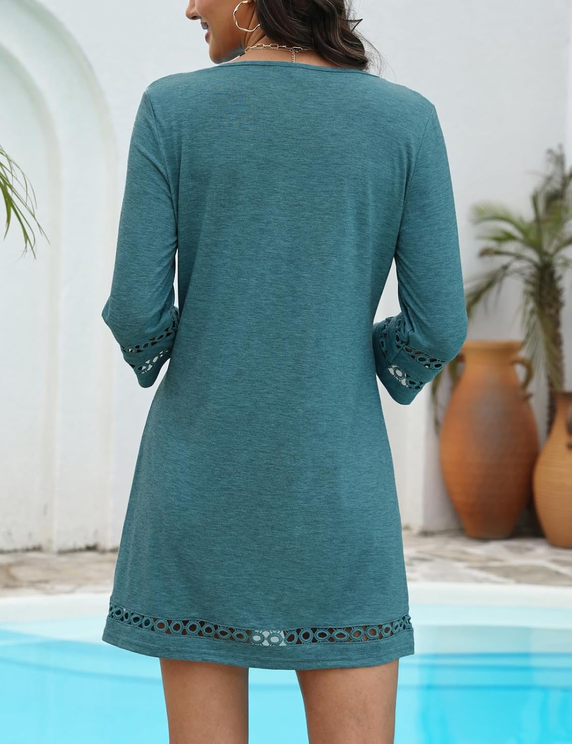 VIMPUNEC Swimsuit Coverup for Women Bathing Suit Cover Up Summer Casual Beach Dress Shirts - Image 2