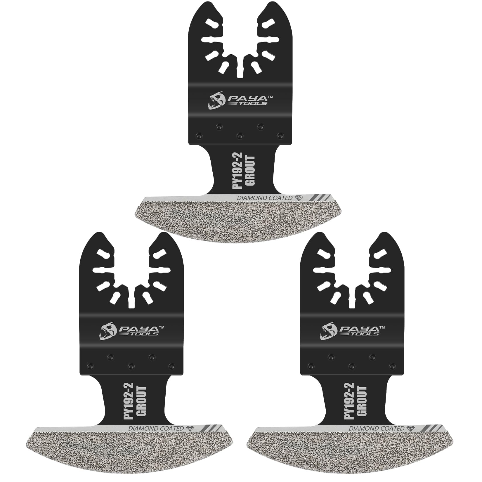 PAYA Multitool Sägeblätter 3 Pack Diamant Oszilliersägeblätter 40-50 Körnung–für Fugenmörtel,Mörtel,Putz,Porenbeton & Fliesenfugenmasse– PY192-2