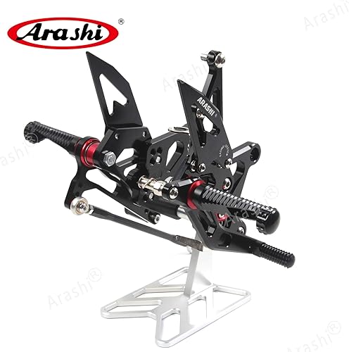Miniatura 38 de Arashi reposapiés para motocicleta, accesorios ajustables, juego de reposapiés traseros Negro