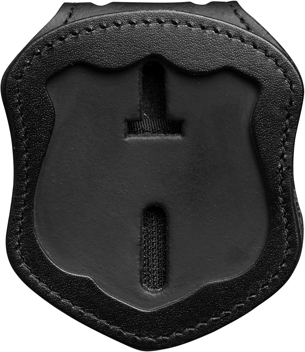Shield Wallets Houston Police Belt Badge Holder with Neck Chain and Belt Clip Black Leather (Cutout 49)