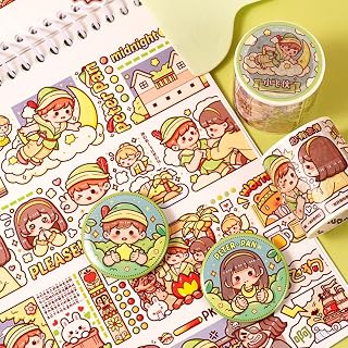 Alideco Decorative Adhesive Tapes Small Mochi Boy Washi Tape Great for Bullet Journal Supplies, Arts, Scrapbook, DIY Crafts, Planners(xiaofeixia)