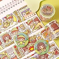 Vista 11 de Alideco - Cintas adhesivas decorativas pequeñas de mochi washi, ideales para suministros de diario, manualidades, álbum de recortes, bricolaje