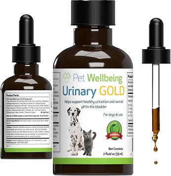 Pet Wellbeing Urinary Gold for Dogs - Vet-Formulated Multi-Herb Urinary Tract Support - Bladder Health & Urinary System Wellness - Natural Dog Supplement - Liquid Formula 2 oz 59ml