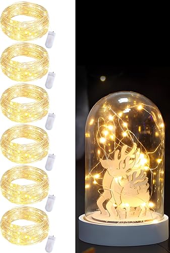 Miniatura 1 de Guirnalda de luces que funcionan con pilas, paquete de 6 tiras de luces LED de 7.2 pies con 20 luces LED para decoración de Navidad, alambre