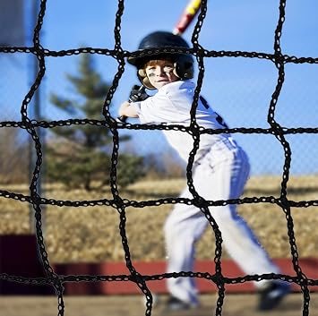 Kapler Baseball Softball Backstop Nets: Heavy Duty Sports Barrier - Twisted Knotted PE Impact Resistant Practice Netting for Backyard Hitting Batting - 50 Zip Ties Included