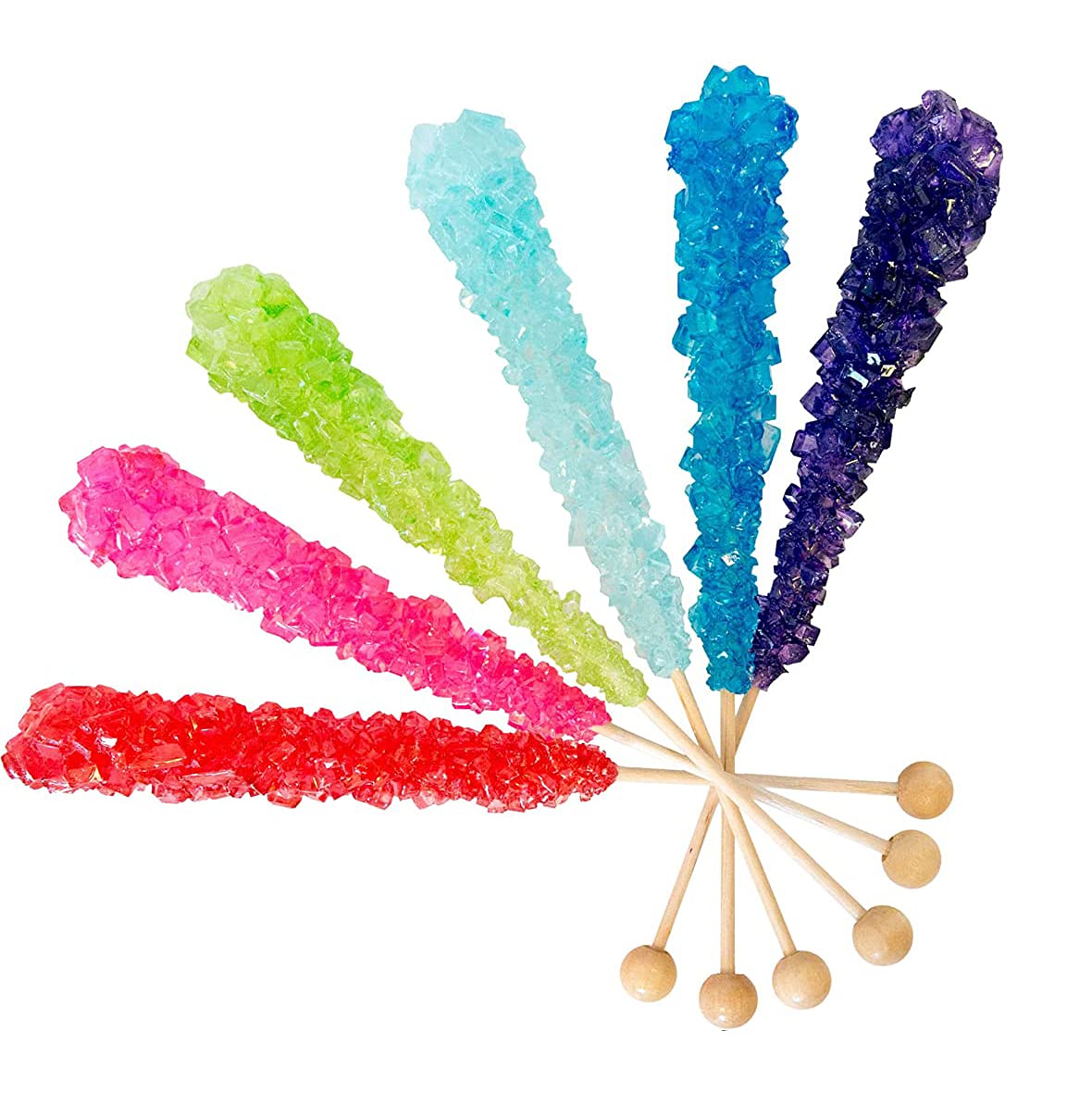Fruidles Rock Candy Lollipops Pops Suckers, Variety Color Assortment, Individually Wrapped, 6.5" (24-Pack)