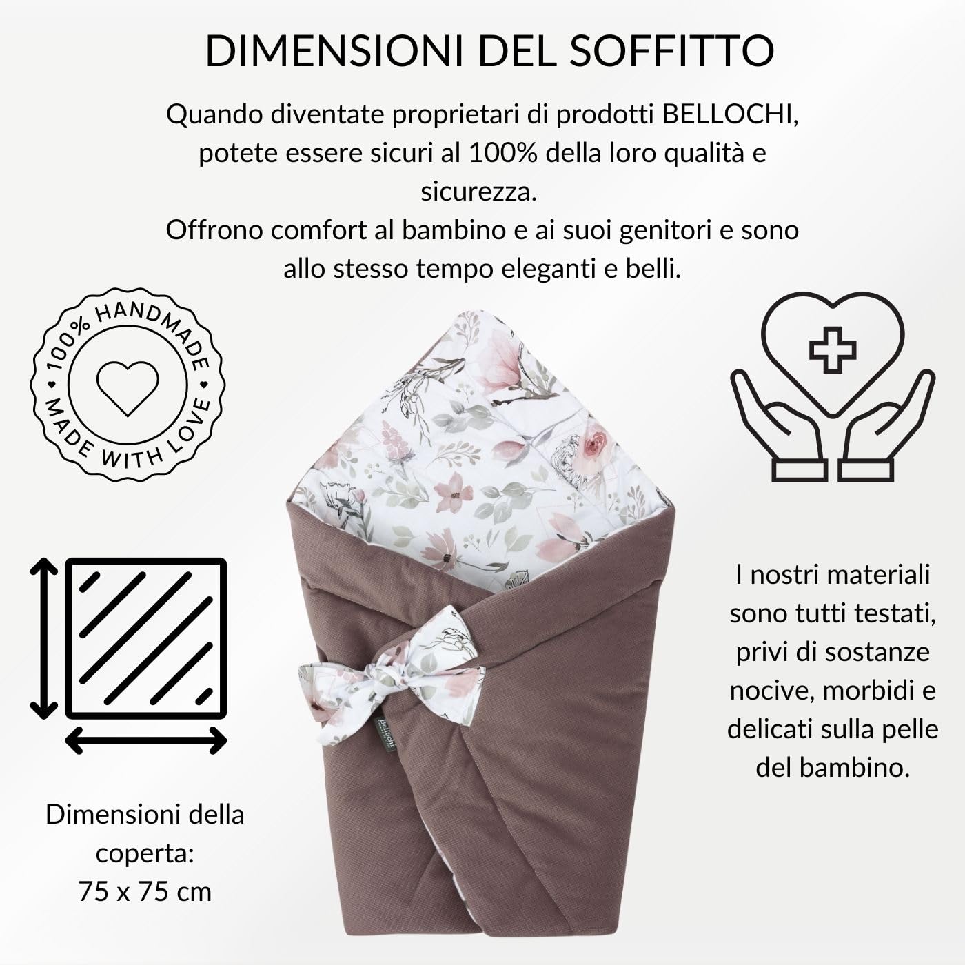 Bellochi Copertina Avvolgente Neonato - Universale Sacco Neonato per Ovetto Carrozzina Gondola Seggiolino Auto - Antialergico - cotone e velluto - Choco Fantasy