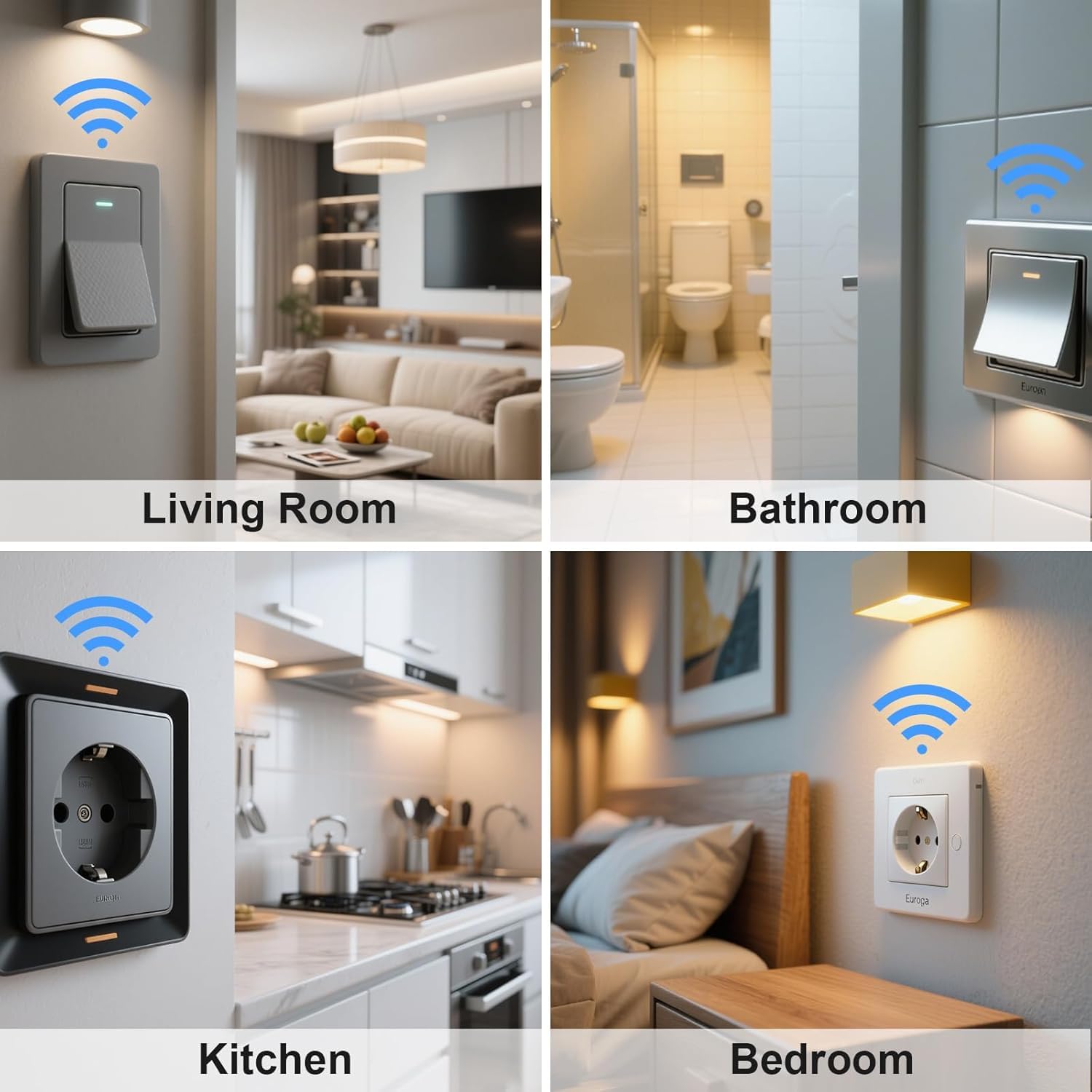 ANTELA Relais Interrupteur Connectée WiFi et Bluetooth 16A 1Canal, Avec surveillance de l'énergie uniquement, Smart Life APP, 4PCs