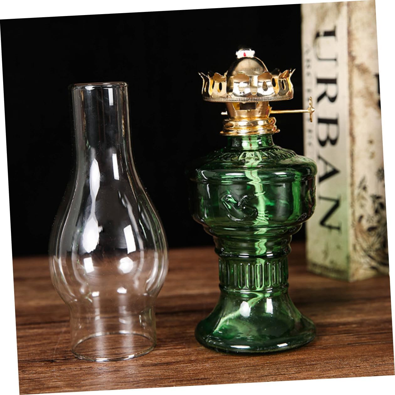 Vintage Kerosene Camping Lantern Retro Glass Oil Lamp for Indoor Outdoor Use Decorative Desk Lamp with Easy Ignition and Emergency Lighting Elegant Home and Camping Atmosphere