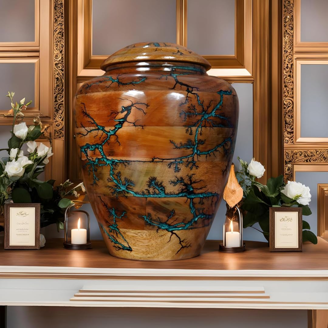 Urn for Human Ashes Large Wooden urn for Cremation Adult urn Box for Ashes Personalized Wooden urn Burial urn for Funeral Wood Box for Human ash (No Personalised, X-Small 20 LBS)