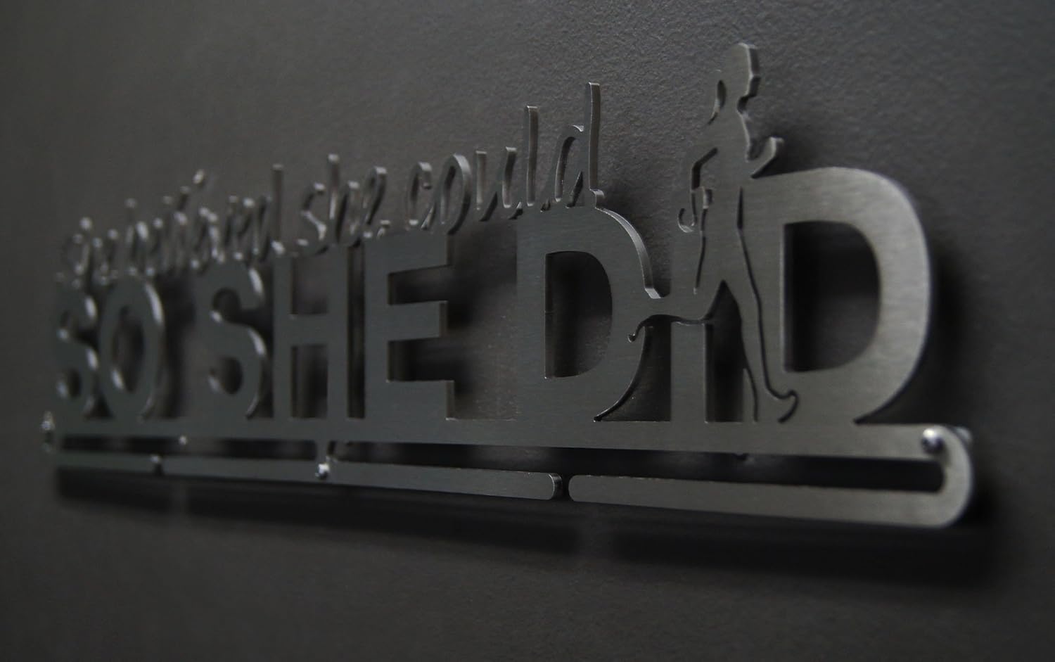 Allied Medal Hangers - She Believed She Could So She Did (Runner Figure): Awards Display Rack Holder - Multiple Variations Offered! (24" Wide with 1 Hang bar)