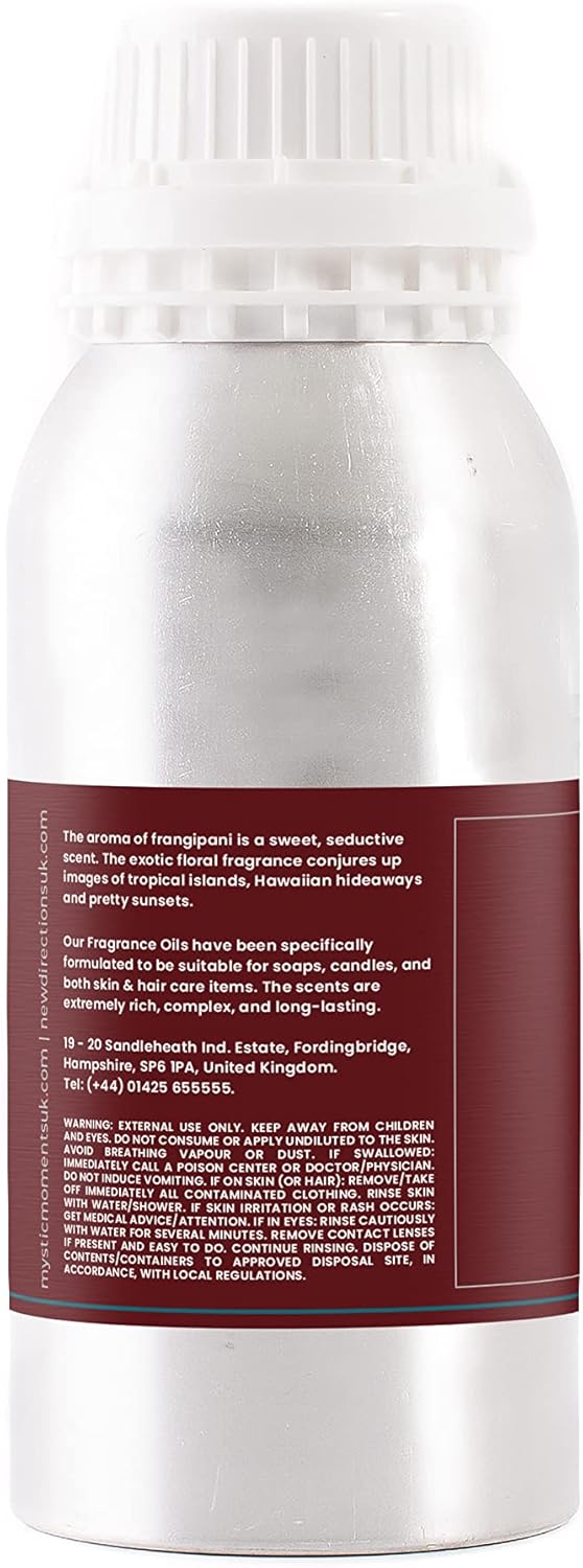 Mystic Moments | Frangipani Fragrance Oil - 500g - Perfect for Soaps, Candles, Bath Bombs, Oil Burners, Diffusers and Skin & Hair Care Items