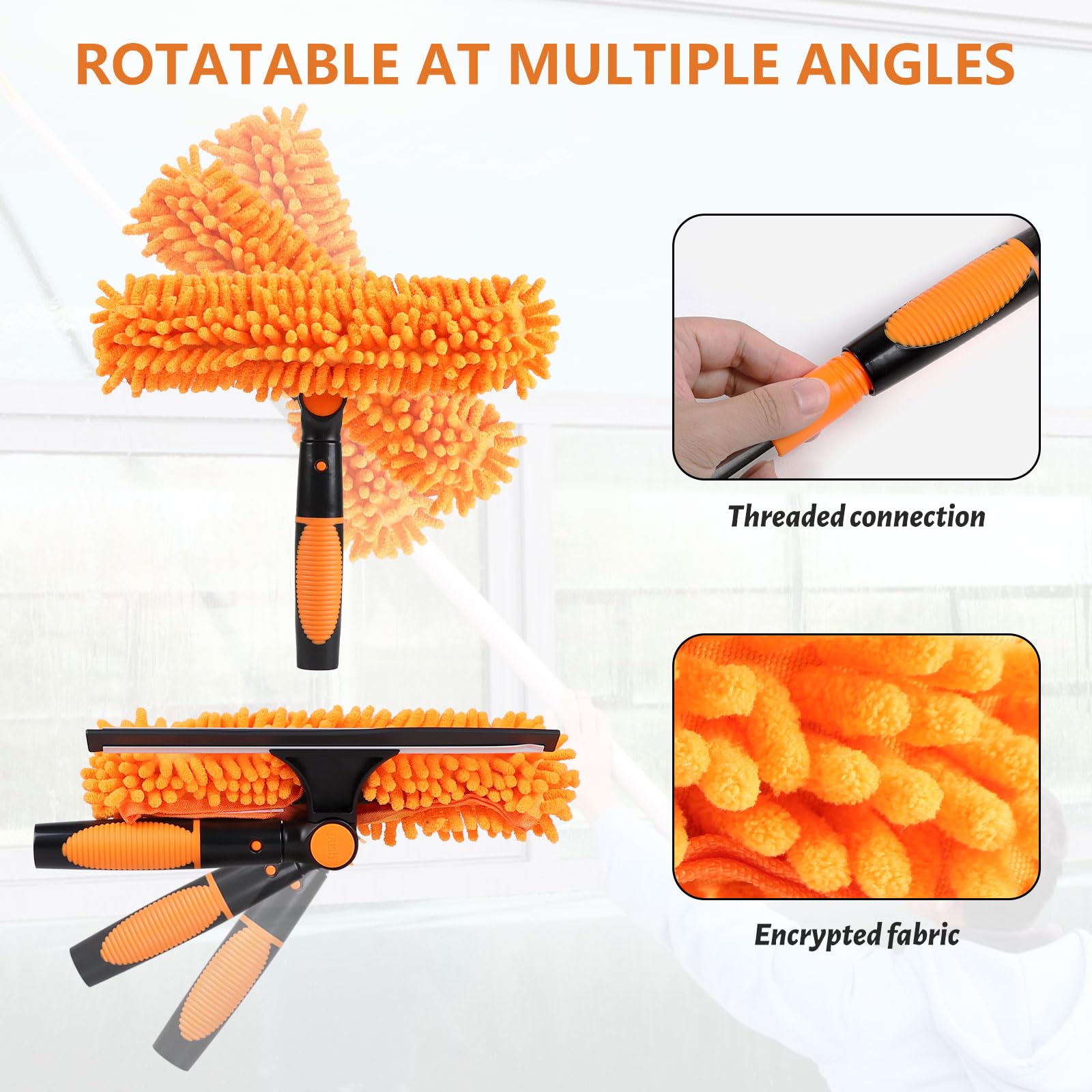 LALAGO Plumero Atrapapolvo, Kit de Limpieza de limpiaparabrisas 2 en 1, Plumero Telescopico Extensible de 1,5 a 4,5 m, Atrapapolvo Microfibra para Limpieza Techo,Ventiladores de Techo Alto (Set B)
