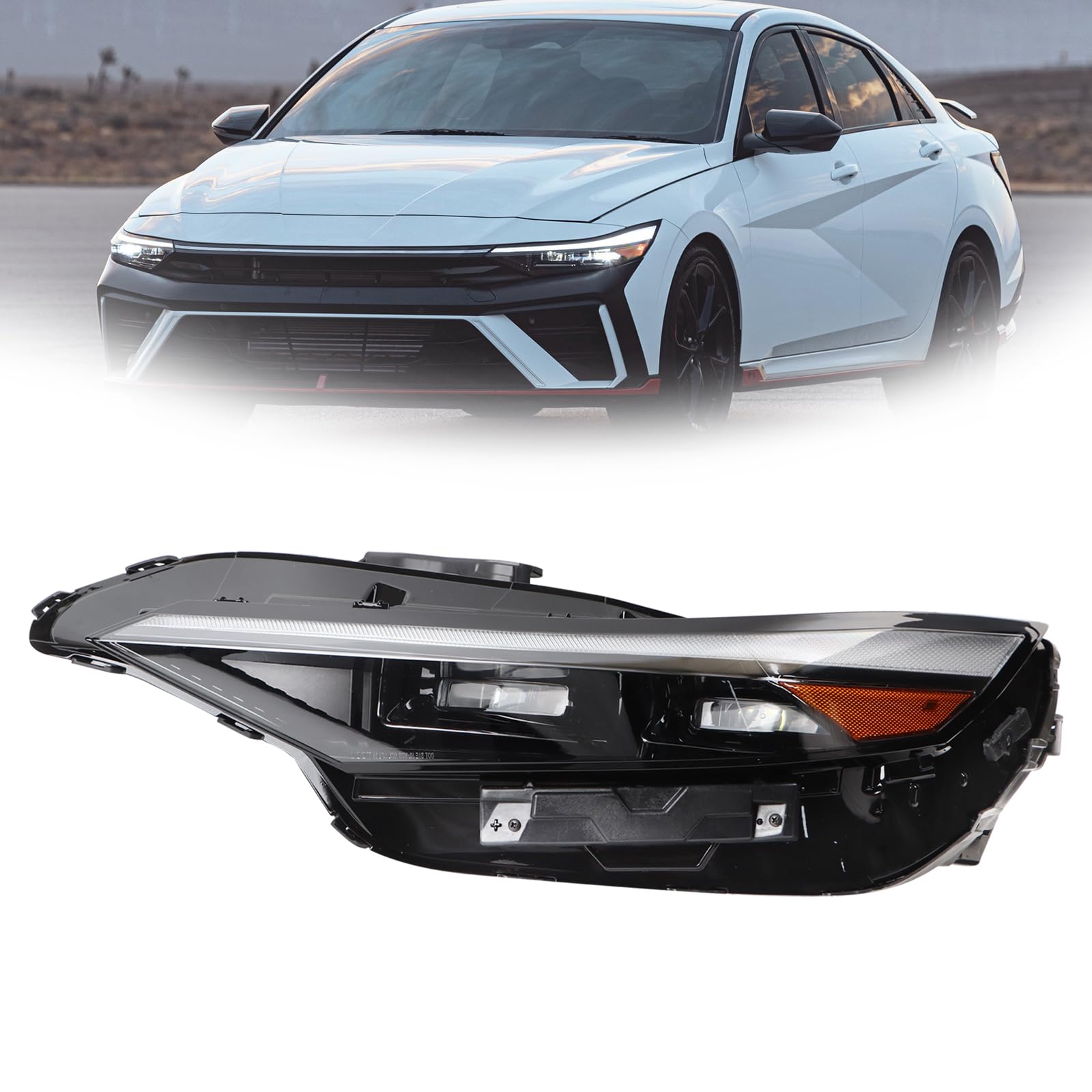 LH USA Type LED Headlight W/Module Assembly Compatible with 2024 2025 Hyundai Elantra Headlamp W/Module Left Driver Side 92101-AA740
