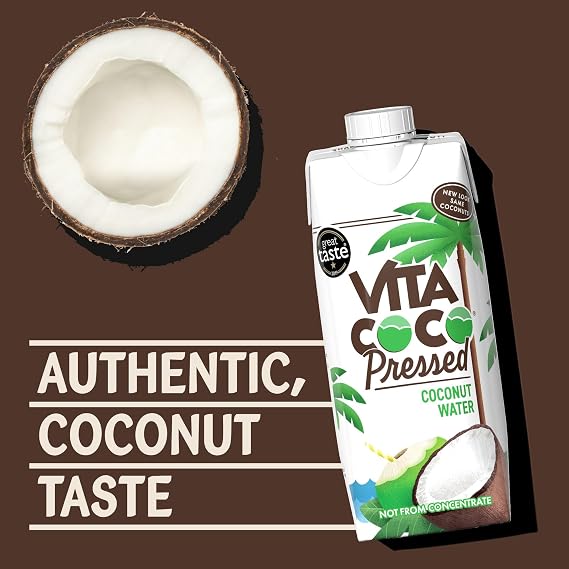 Vita Coco Bundle; Pure Coconut Water 12 x 330ml + Pressed Coconut Water 12 x 330ml, Water Packed With Electrolytes & Vitamins, Gluten Free, Full Of Vitamin C & Potassium