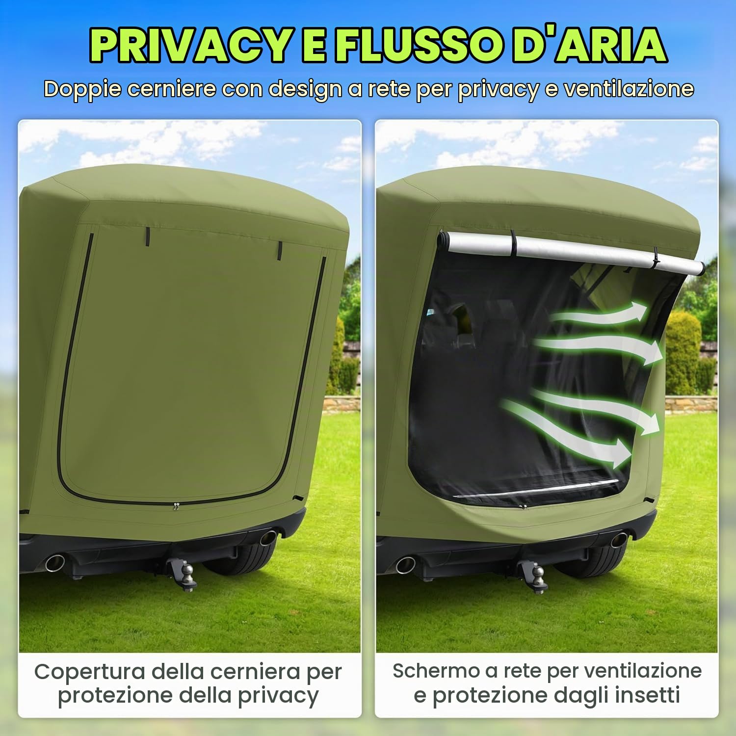 Tenda Universale per SUV Portellone Posteriore Auto - Impermeabile, con Barra di Supporto - Compatibile con Fiat 500X, Renault Captur, Volkswagen T-Roc ecc