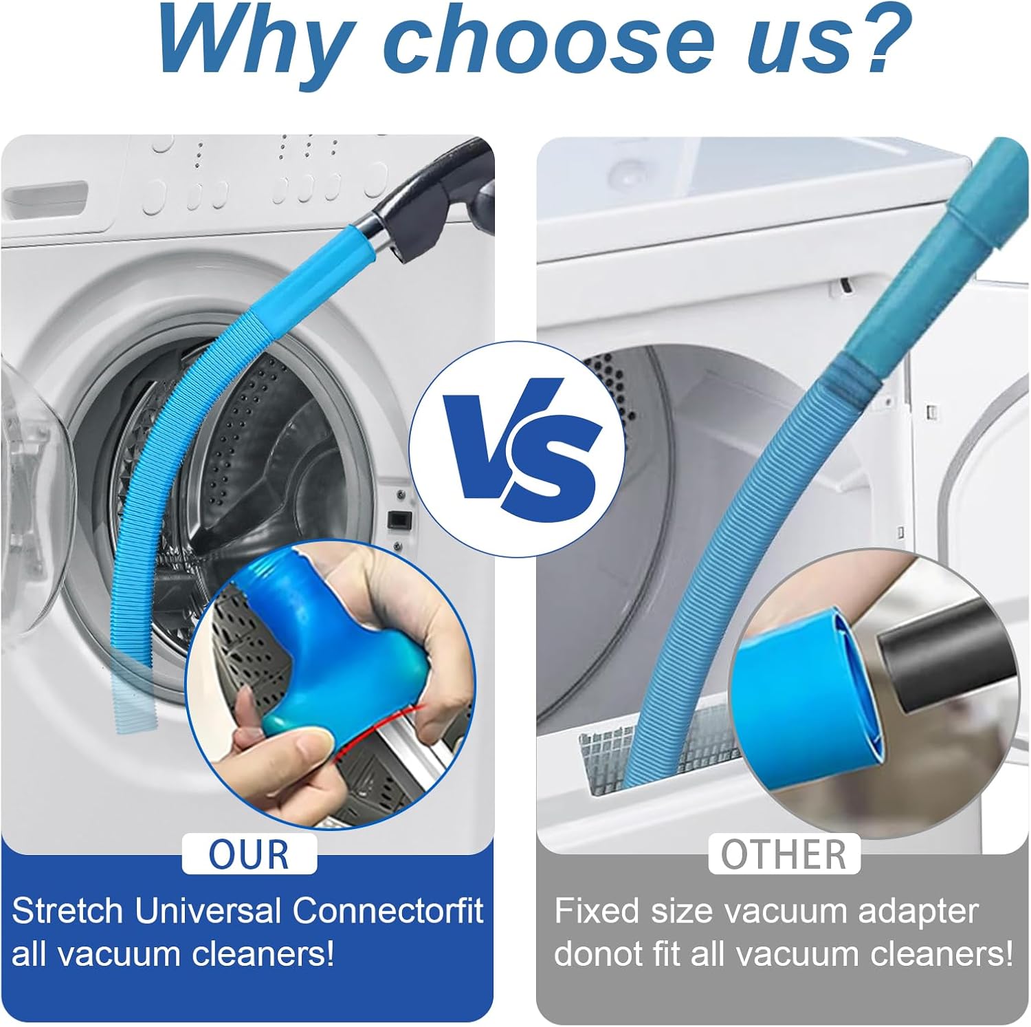 Upgraded Dryer Lint Vent Cleaner Kit: Flexible Vacuum Hose Attachment for Lint Removal |Universal Vacuums Deep Cleaning Brush for Clogged Ducts - Image 5