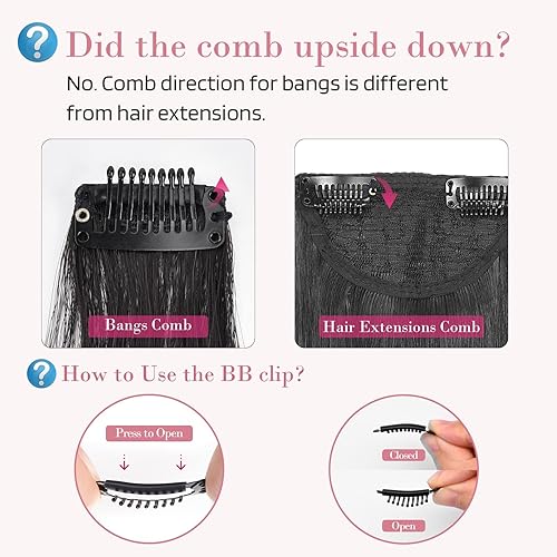 Miniatura 4 de REECHO Flequillo lateral largo con clip, flequillo frontal ondulado y rizado (marrón cálido)