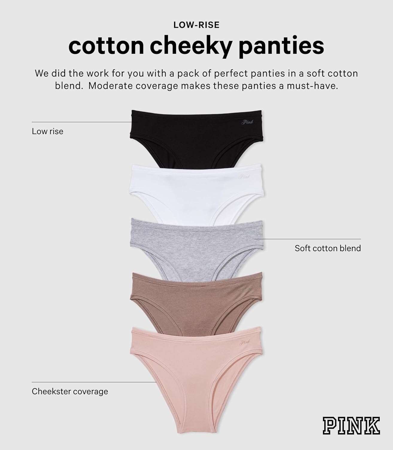 Victoria's Secret PINK Women's Cotton Cheeky Underwear, Panties for Women (XS-XL) - Image 5