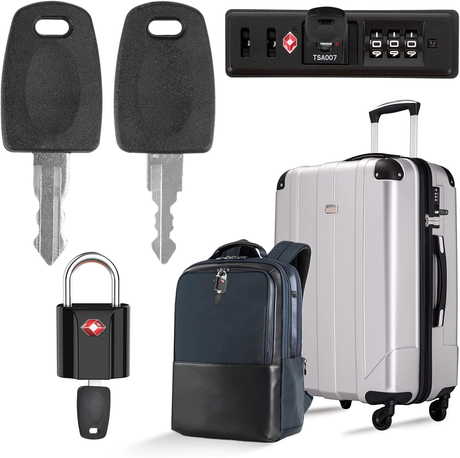 2Pcs TSA007 TSA002 Master Keys Travel Luggage Suitcase Customs TSA Lock