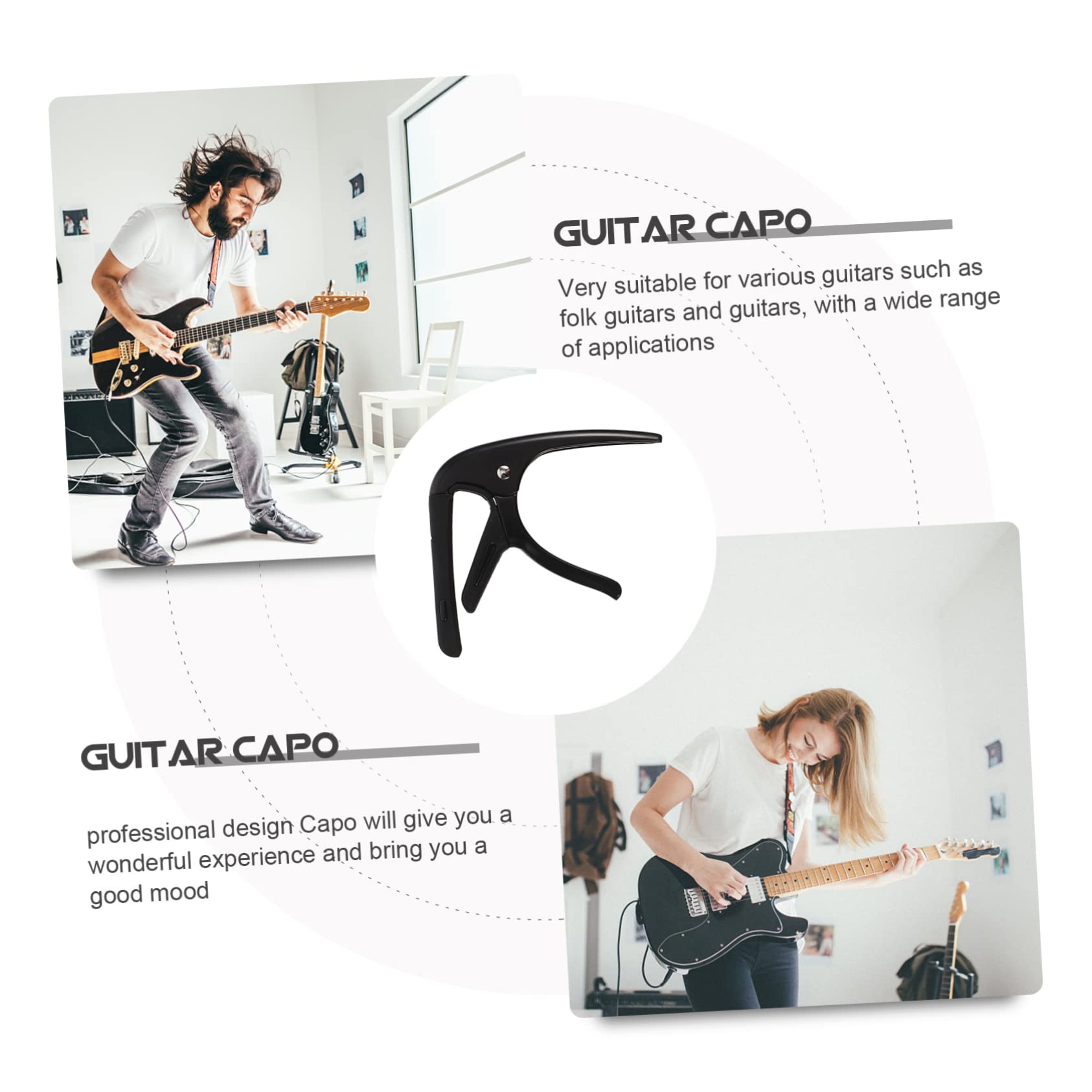 BESTonZON 5juegos Capo De Guitarra Portátil Con Pua Accesorio De Afinación Para Guitarra Eléctrica y Clásica Diseño Ergonómico