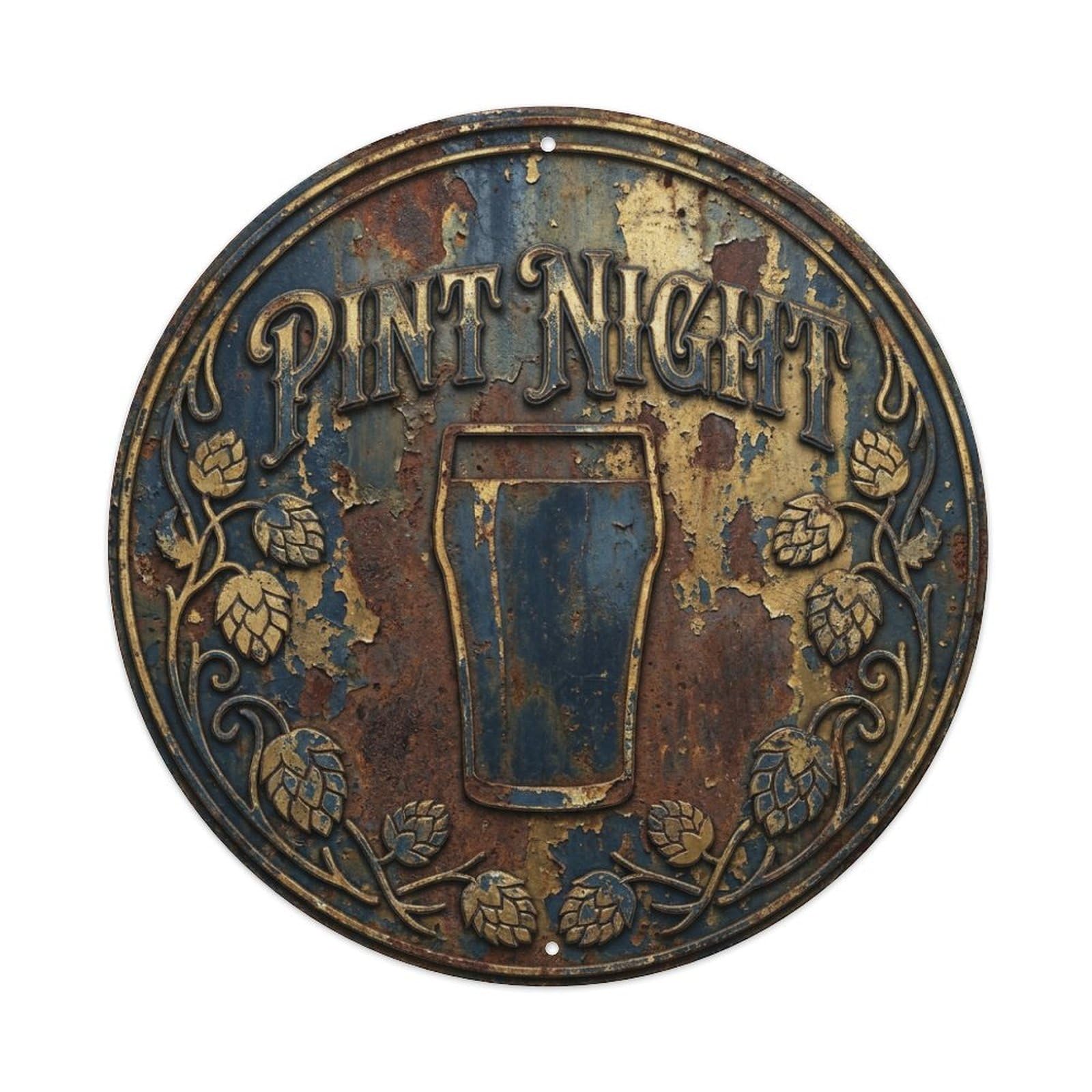 Pint Night Beer Bar Slogan Foamy Tall Glass Metal Tin Sign