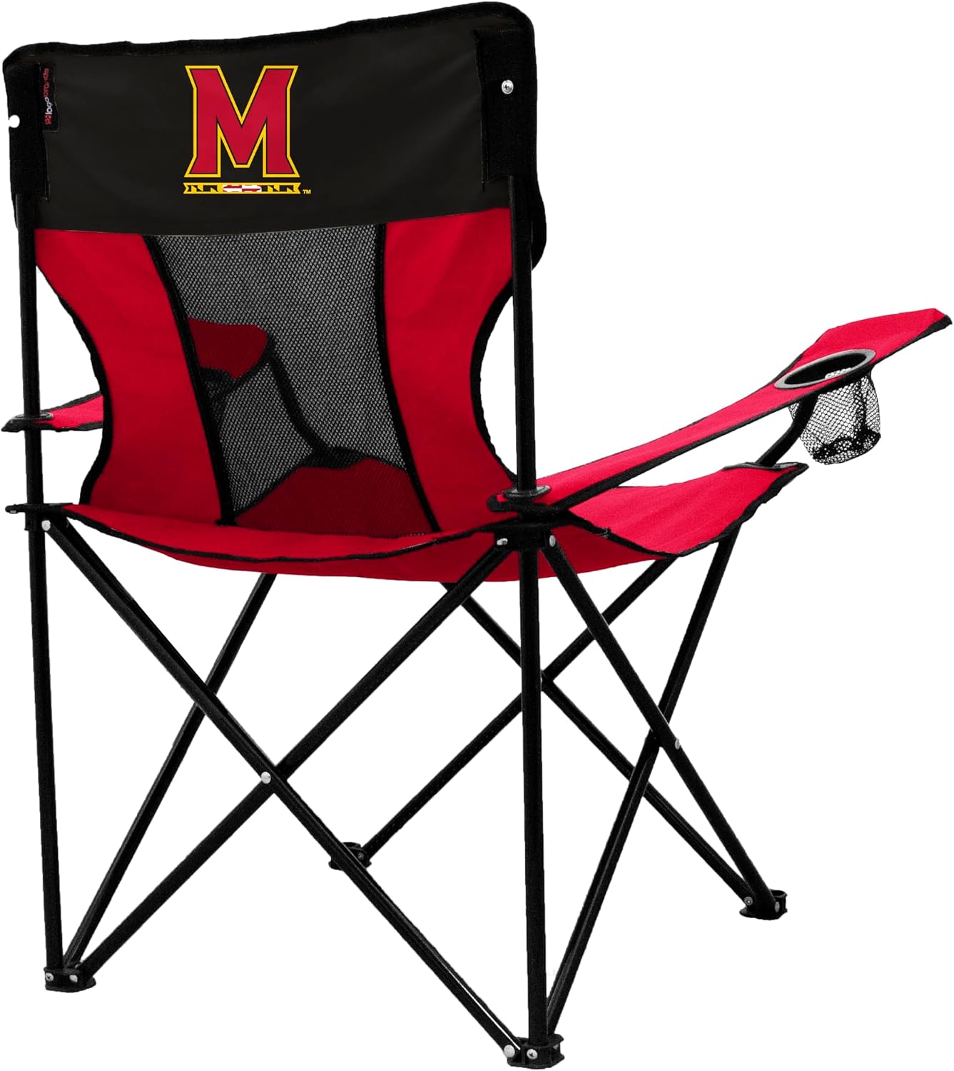 Logo Brands NCAA Maryland Terrapins Elite Portable Chair - Premium Outdoor Chair with Cup Holder, Powder-Coated Steel Frame, Lightweight and Portable for Tailgating,and Sporting Events